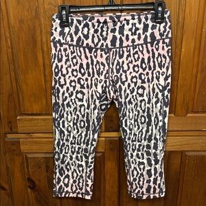 Zella Women’s Leopard Print Cropped Leggings - Pink and Black Size Small